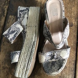 Rope-Sole Snakeskin Platform Sandals